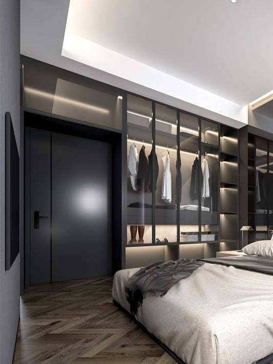 Vefon black luxury design wooden modern bedroom wardrobe